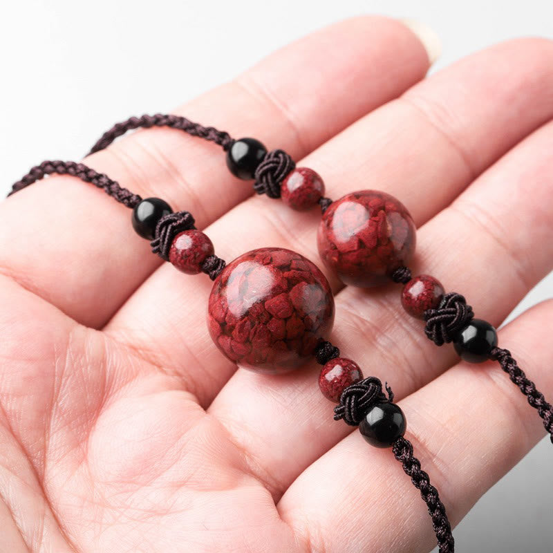 Buddha Stones Natural Cinnabar Stones Bead Blessing Necklace Pendant - image 12