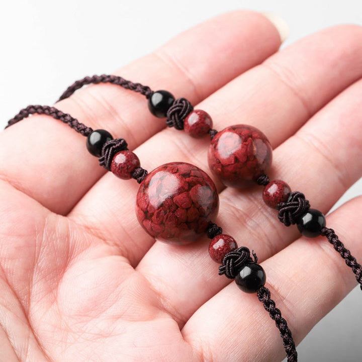 Buddha Stones Natural Cinnabar Stones Bead Blessing Necklace Pendant - image 12