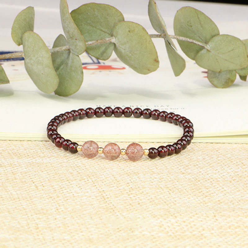 Buddha Stones Natural Garnet Strawberry Quartz Calm Bracelet - image 8