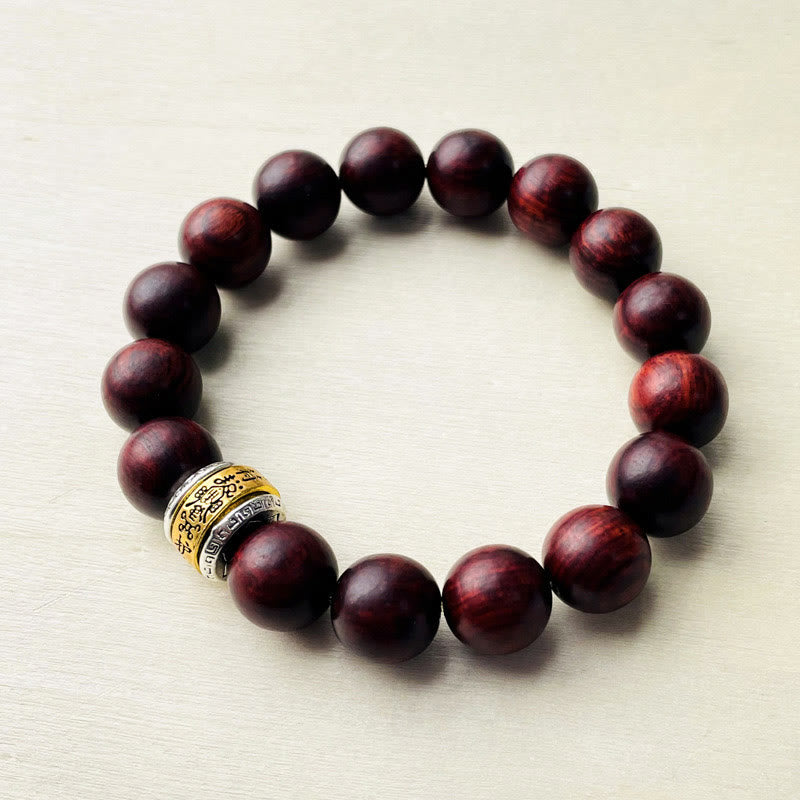 Buddha Stones Small Leaf Red Sandalwood Amulet Protection Bracelet - image 2