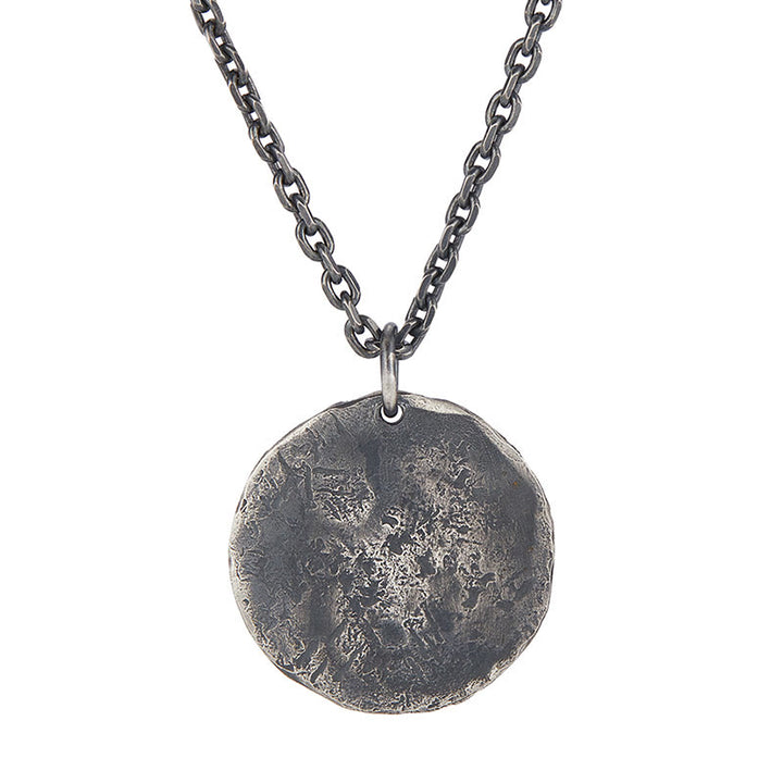 Buddha Stones 990 Sterling Silver Yin Yang Hammer Texture Harmony Necklace Pendant - image 3