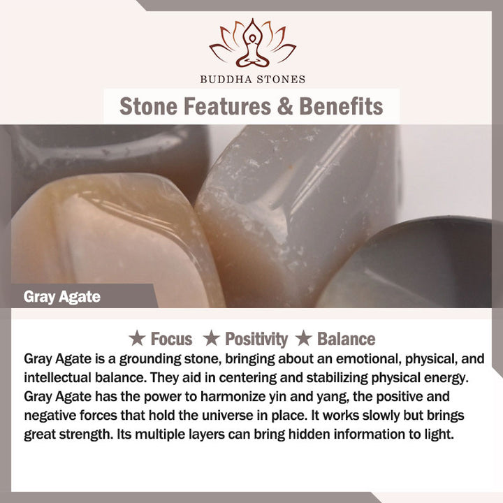 Buddha Stones Natural Gray Agate Double Peace Buckle Balance Bracelet Bangle - image 6