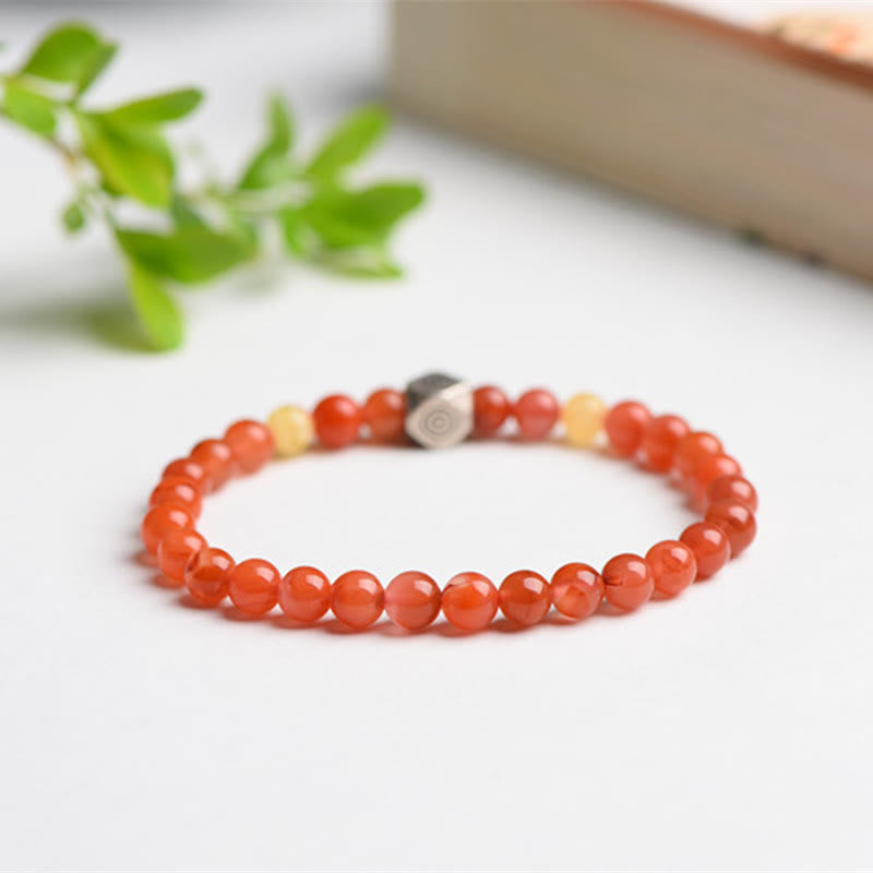 Buddha Stones 925 Sterling Silver Chinese Zodiac Natal Buddha Amulet Red Agate Amber Self-acceptance Bracelet - image 5