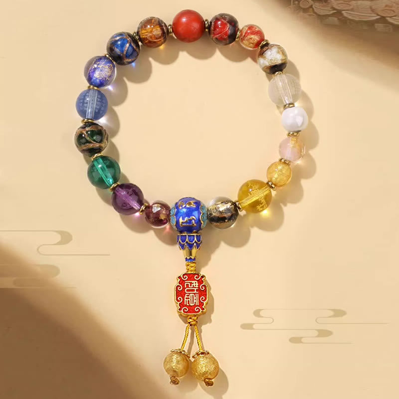 Buddha Stones Tibetan Colorful Incense Ash Liuli Glass Bead Om Mani Padme Hum Dorje Vajra 18 Beads Wrist Mala - image 4
