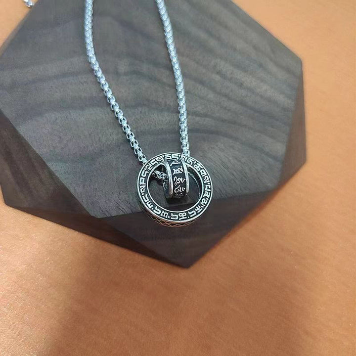 Buddha Stones Tibetan Om Mani Padme Hum Carved Peace Purity Chain Necklace Pendant - image 6