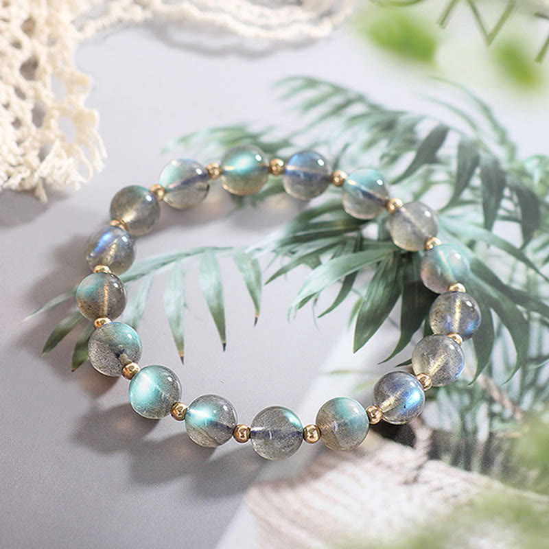 Buddha Stones 14k Gold Plated Natural Moonstone Healing Love Bracelet - image 7