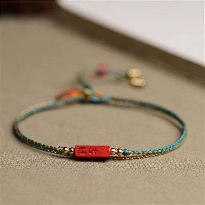 Buddha Stones Handmade Cinnabar As One Wishes Blessing Braid Double Layer Bracelet - image 4