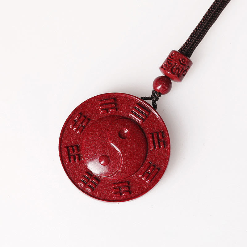 Buddha Stones Cinnabar Yin Yang Bagua Blessing Necklace Pendant - image 5