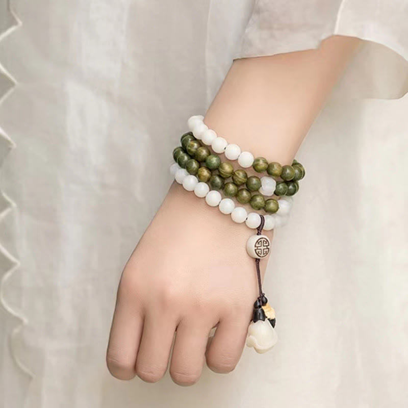 Buddha Stones Natural Green Sandalwood Bodhi Seed Soothing Bracelet - image 7