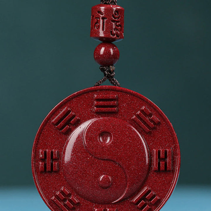 Buddha Stones Cinnabar Yin Yang Bagua Blessing Necklace Pendant - image 3