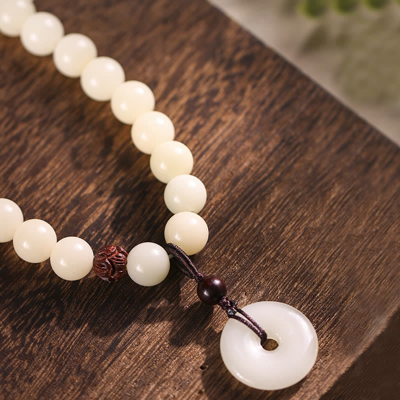 Buddha Stones Bodhi Seed Green Sandalwood Lotus Peace Buckle Harmony Double Wrap Bracelet - image 13