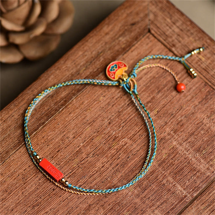 Buddha Stones Handmade Cinnabar As One Wishes Blessing Braid Double Layer Bracelet - 14-16cm - image 0