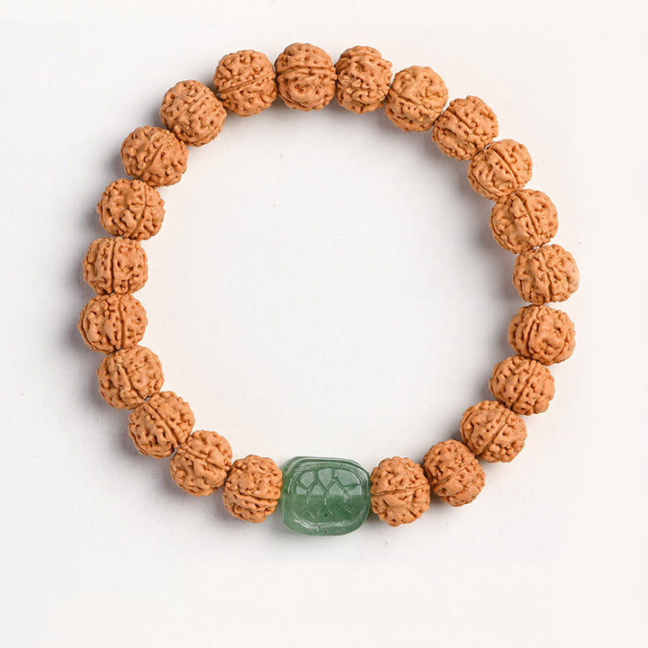 Buddha Stones Tibet Rudraksha Bodhi Seed Wealth Auspiciousness Bracelet - Green Aventurine Tortoise Shell - image 26