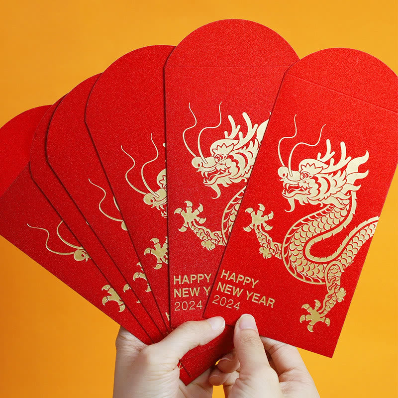Buddha Stones 6Pcs Chinese Red Envelope Year of the Dragon Lucky Money Envelopes 2024 Chinese New Year Dragon Year Envelope - image 3
