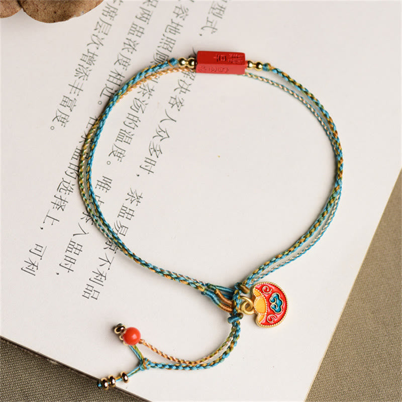 Buddha Stones Handmade Cinnabar As One Wishes Blessing Braid Double Layer Bracelet - image 6