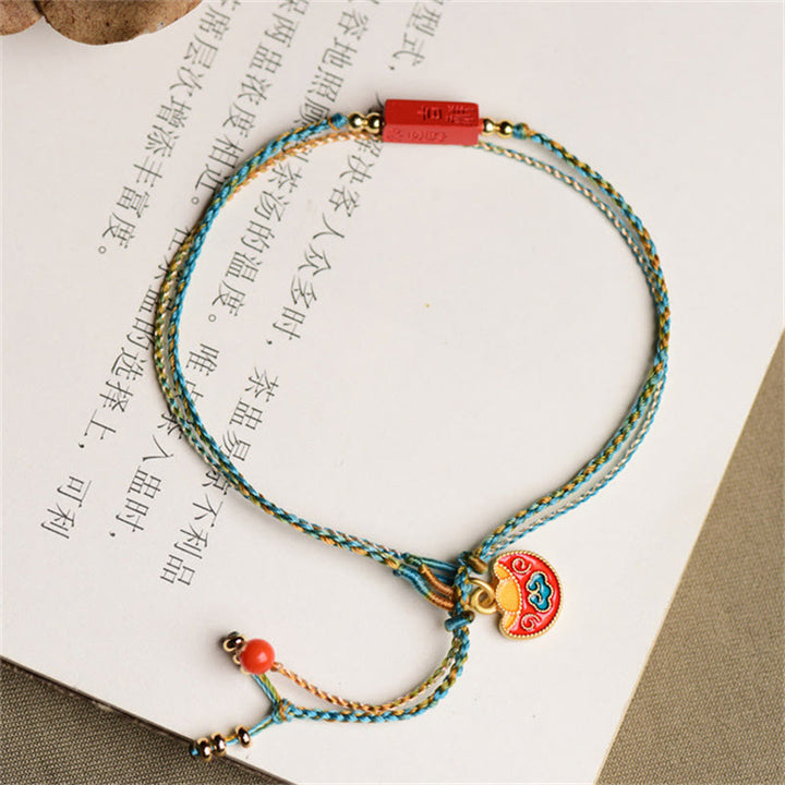 Buddha Stones Handmade Cinnabar As One Wishes Blessing Braid Double Layer Bracelet - image 6