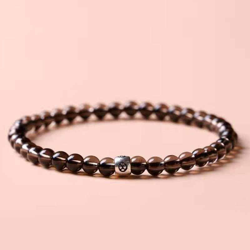 Buddha Stones Natural Black Obsidian Smoky Quartz Purification Strength Bracelet - 6mm - Smoky Quartz - 17-19cm - image 13