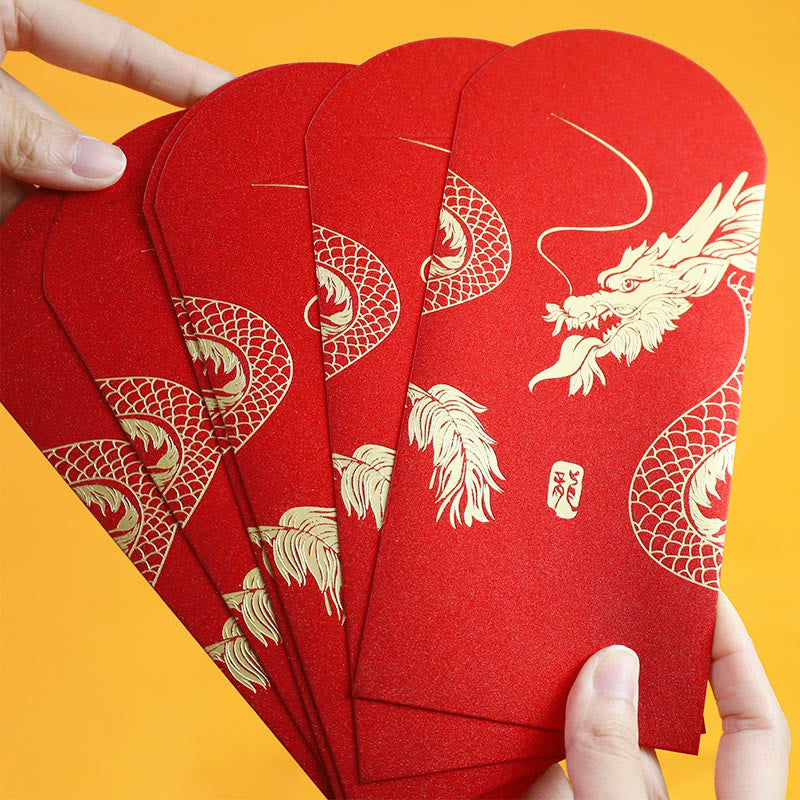Buddha Stones 6Pcs Chinese Red Envelope Year of the Dragon Lucky Money Envelopes 2024 Chinese New Year Dragon Year Envelope - Year of the Dragon(16.5*9cm) - image 7