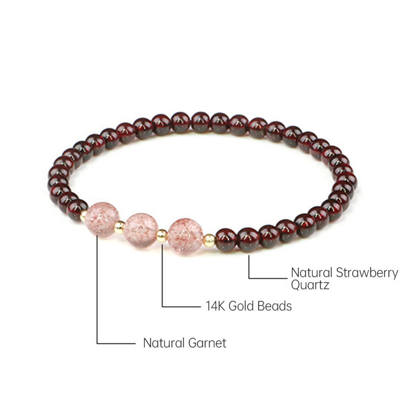 Buddha Stones Natural Garnet Strawberry Quartz Calm Bracelet - image 17