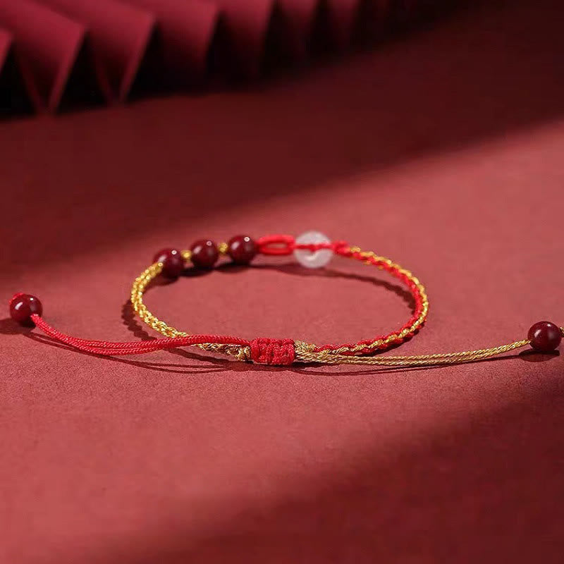 Buddha Stones Natural Cinnabar Jade Peace Buckle Blessing Bracelet - image 18