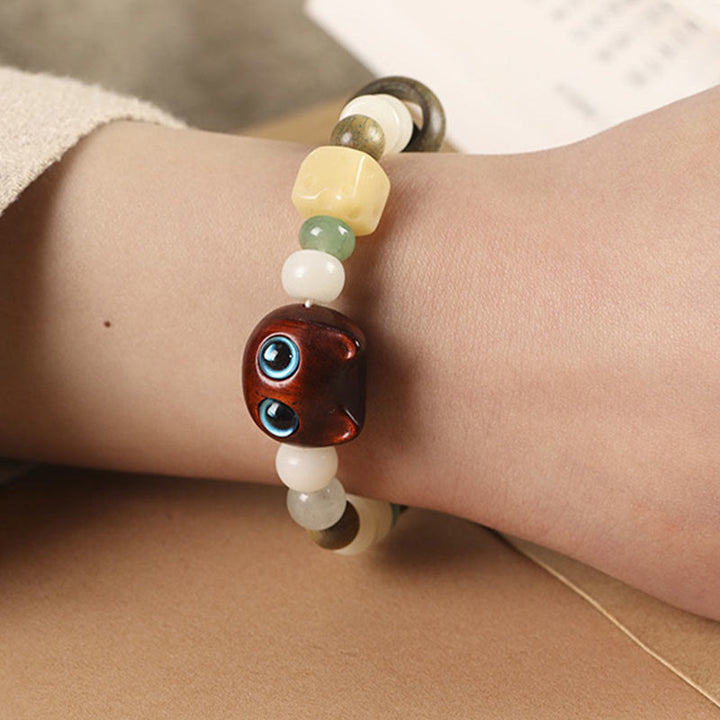 Buddha Stones Bodhi Seed Green Sandalwood Ebony Wood Small Leaf Red Sandalwood Cat Head Paw Claw Peace Bracelet - image 12