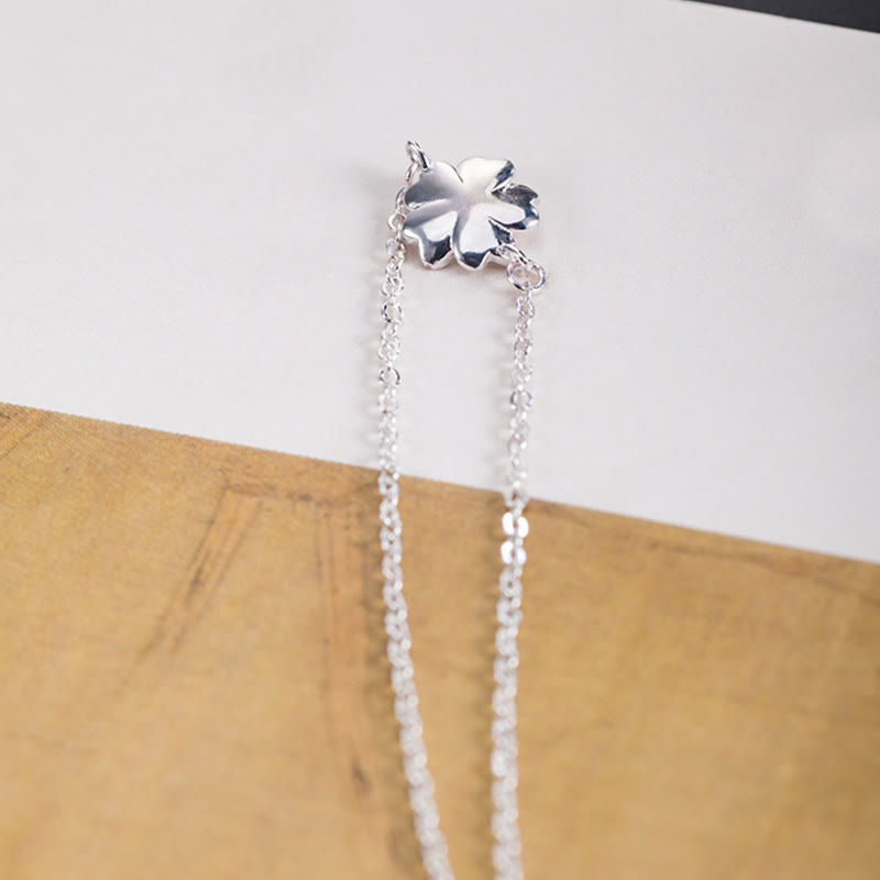 Buddha Stones 925 Sterling Silver Cherry Blossom Blessing Chain Bracelet - image 6