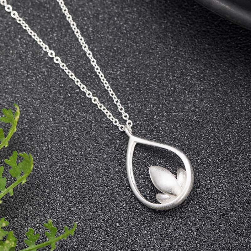 Buddha Stones 925 Sterling Silver Lotus Flower Floral Enlightenment Necklace Pendant - image 2