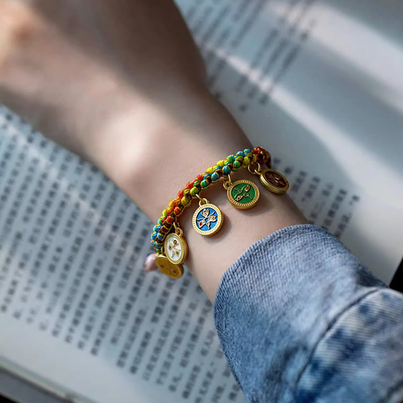 Buddha Stones Tibetan Colorful Rope Five God Of Wealth Luck Braid Bracelet - image 6