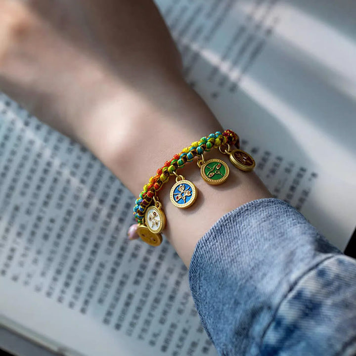 Buddha Stones Tibetan Colorful Rope Five God Of Wealth Luck Braid Bracelet - image 6