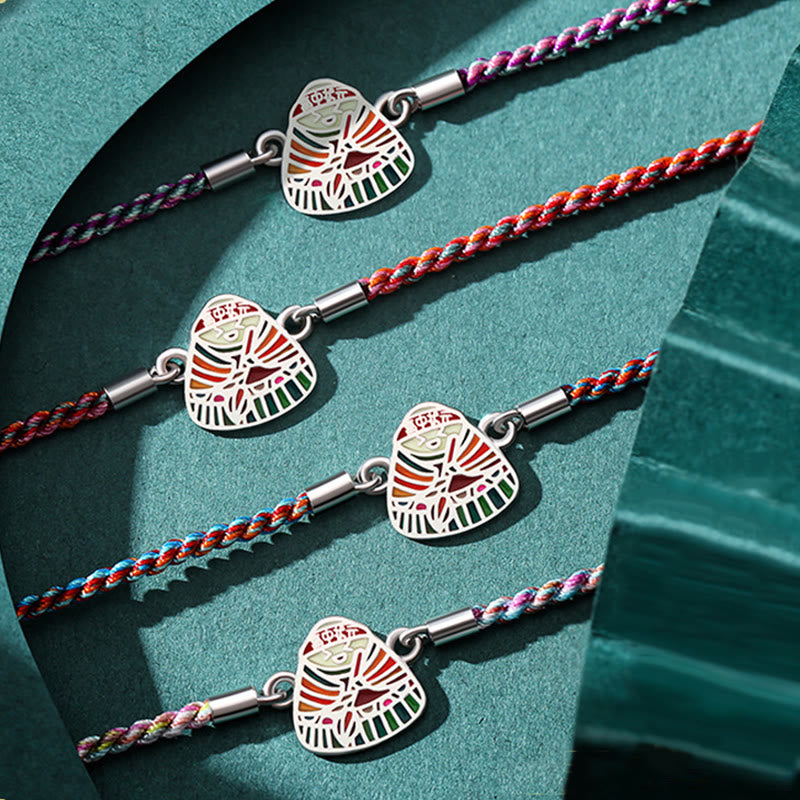 Buddha Stones 925 Sterling Silver Zongzi Pattern Luck Multicolored Handcrafted Bracelet - image 2