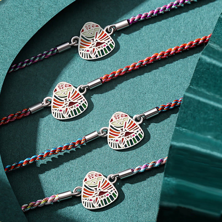 Buddha Stones 925 Sterling Silver Zongzi Pattern Luck Multicolored Handcrafted Bracelet - image 2