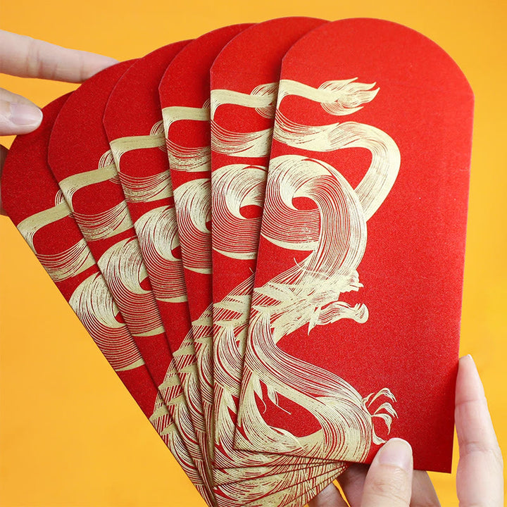 Buddha Stones 6Pcs Chinese Red Envelope Year of the Dragon Lucky Money Envelopes 2024 Chinese New Year Dragon Year Envelope - Good Luck Dragon(16.5*9cm) - image 5