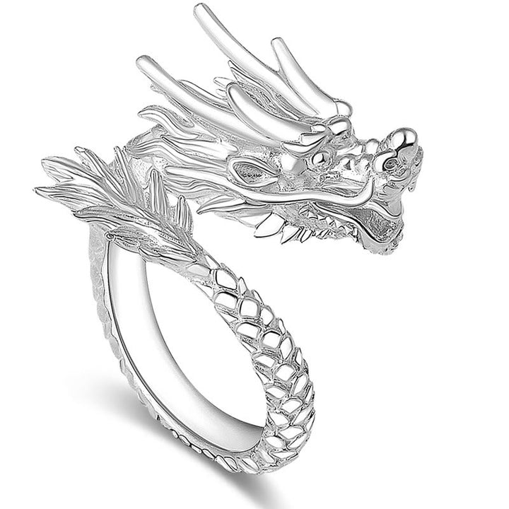 Buddha Stones 990 Sterling Silver Vintage Dragon Design Luck Protection Strength Adjustable Ring - Silver(US7-US12 Adjustable) - image 11