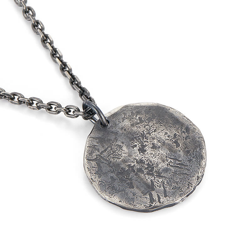 Buddha Stones 990 Sterling Silver Yin Yang Hammer Texture Harmony Necklace Pendant - image 7