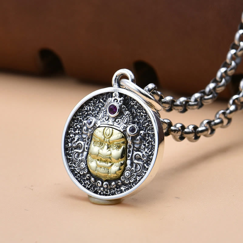 Buddha Stones 925 Sterling Silver Zakiram Goddess of Wealth Dorje Vajra Spiritual Necklace Pendant - image 2