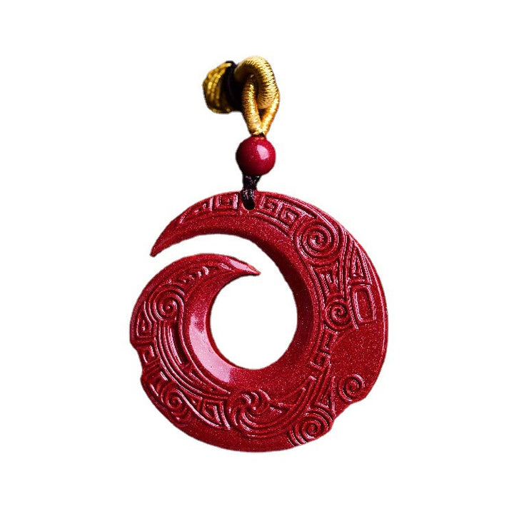 Buddha Stones One's Luck Improves Design Patern Natural Cinnabar Blessing Necklace Pendant - image 8