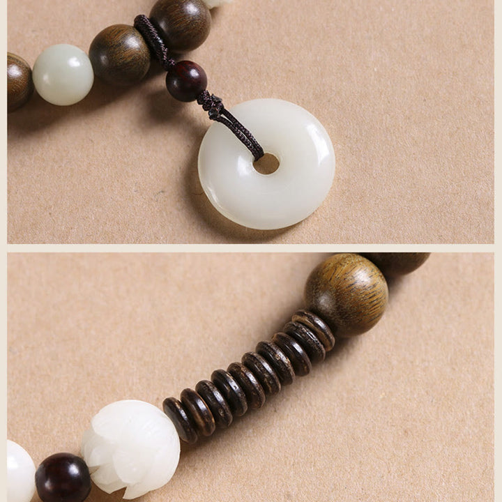 Buddha Stones Bodhi Seed Green Sandalwood Lotus Peace Buckle Harmony Double Wrap Bracelet - image 5