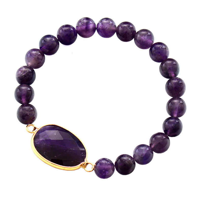 Buddha Stones Natural Amethyst Crystal Balance Marquise Pattern Bracelet - image 4