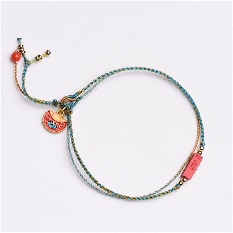 Buddha Stones Handmade Cinnabar As One Wishes Blessing Braid Double Layer Bracelet - image 8