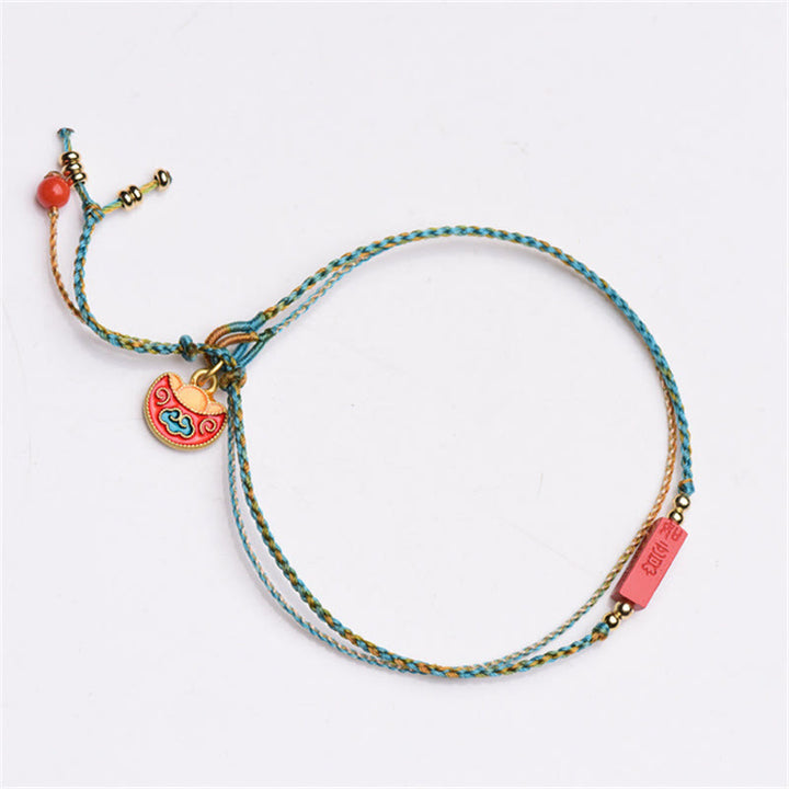 Buddha Stones Handmade Cinnabar As One Wishes Blessing Braid Double Layer Bracelet - image 8