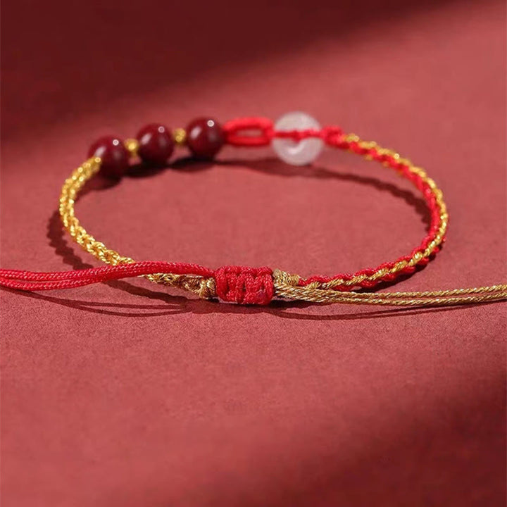 Buddha Stones Natural Cinnabar Jade Peace Buckle Blessing Bracelet - image 5