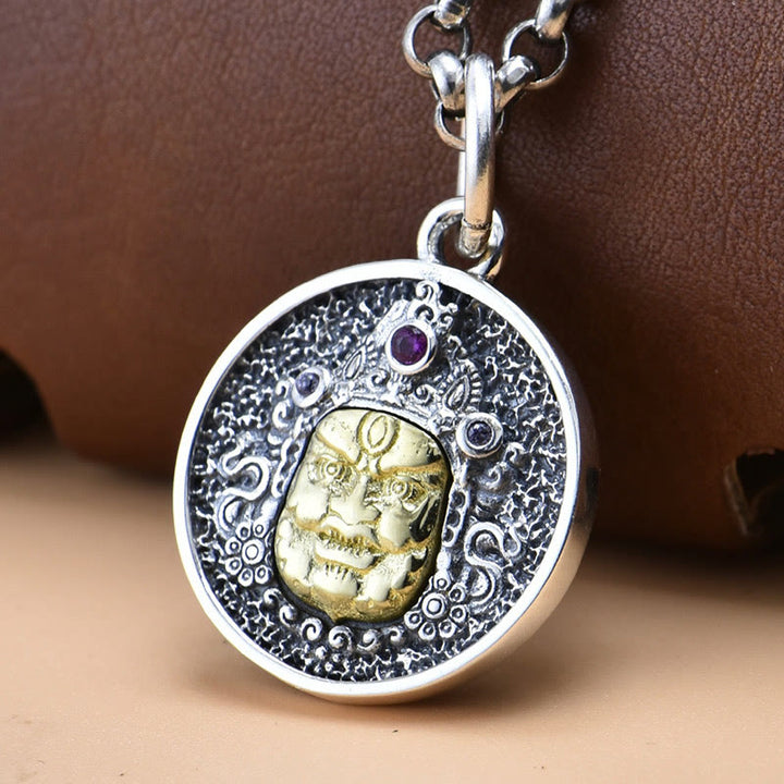 Buddha Stones 925 Sterling Silver Zakiram Goddess of Wealth Dorje Vajra Spiritual Necklace Pendant - image 0