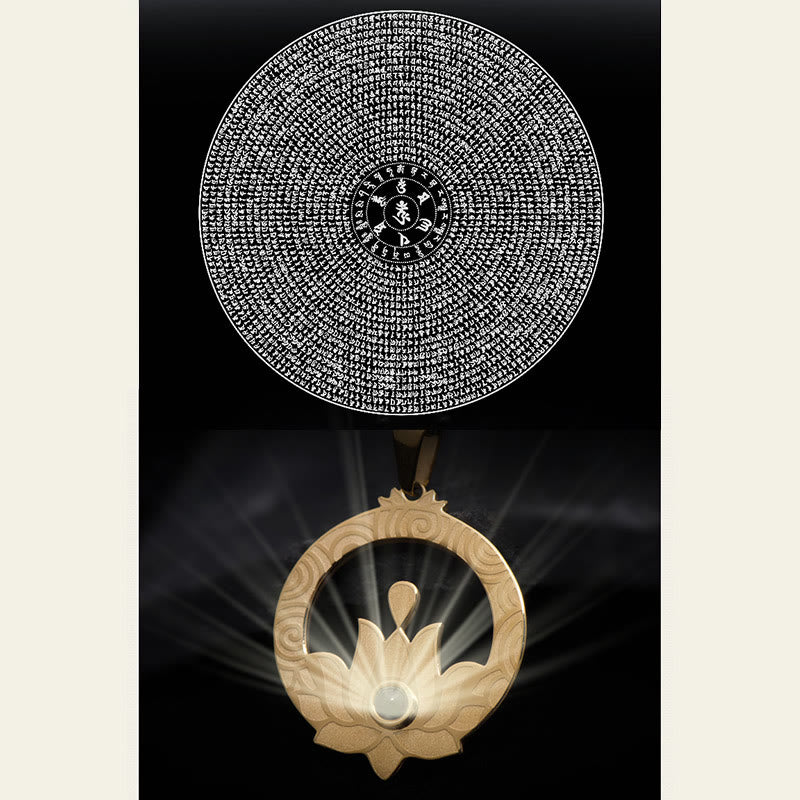 Buddha Stones Lotus Titanium Steel Enlightenment Projection Shurangama Mantra Necklace Pendant - image 5