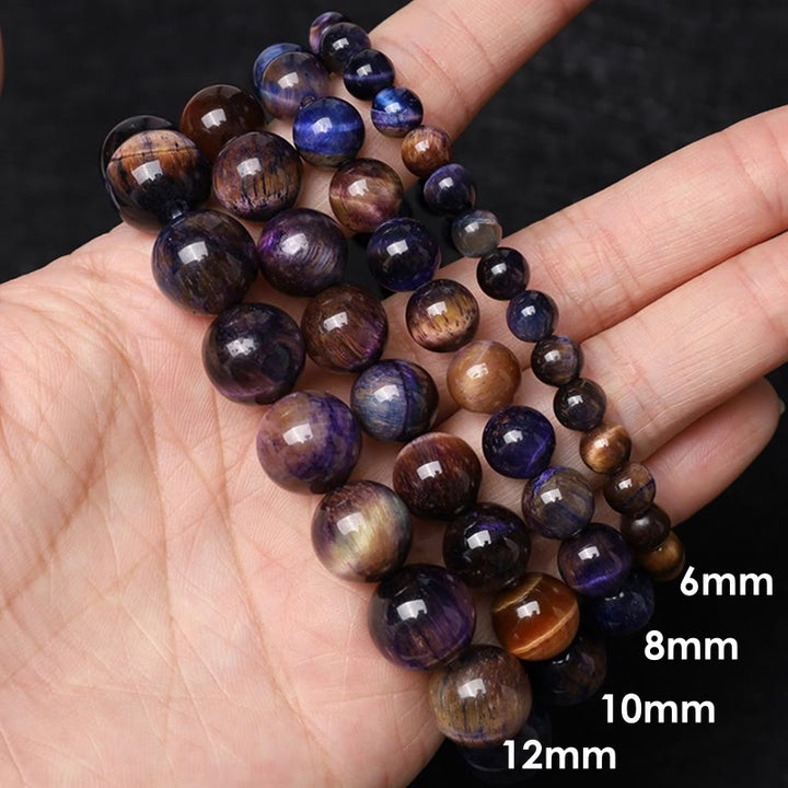 Buddha Stones Natural Purple Tiger Eye Protection Strength Bracelet - image 16