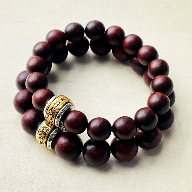 Buddha Stones Small Leaf Red Sandalwood Amulet Protection Bracelet - image 1