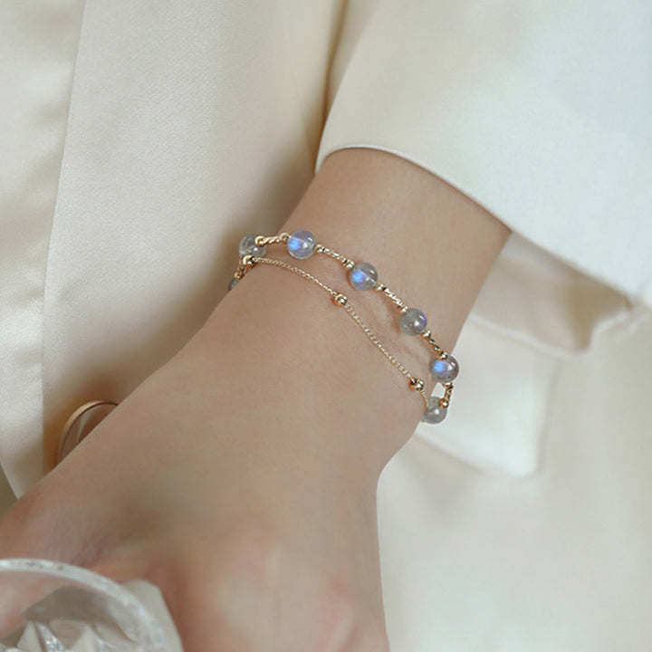 Buddha Stones Moonstone Positive Charming Chain Bracelet - image 6