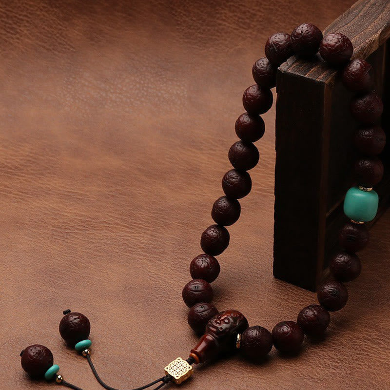 Buddha Stones Tibetan Bodhi Seed Agate Bead Luck Wealth Tassel Charm Wrist Mala - image 27
