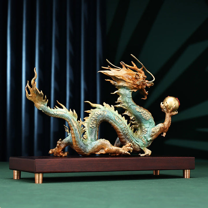 Buddha Stones Year Of The Dragon Auspicious Dragon Brass Copper Luck Success Office Decoration - image 7