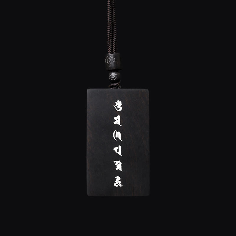Buddha Stones 999 Sterling Silver Small Leaf Red Sandalwood Ebony Wood Om Mani Padme Hum Inlaid Protection Necklace Pendant - image 10