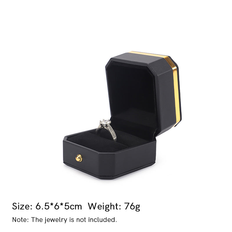 Buddha Stones Jewelry Storage Box PU Leather Gift Box - Black - Ring Box (6.5*6*5cm) - image 13